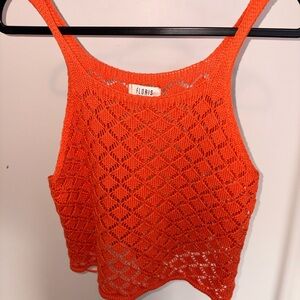 Women's Vibrant Orange Crochet Crop Top